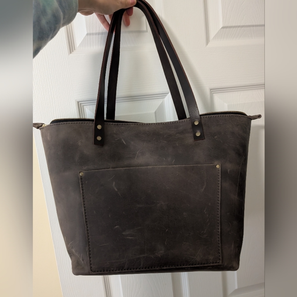 PLG Groupie Gray Large Tote Bag Portland Leather Goods